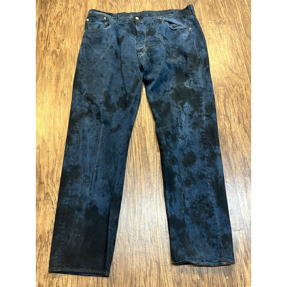 Levi’s Red Tab 501 Black and Blue Tie Dye Denim Size 40x32 Straight Fit Jeans